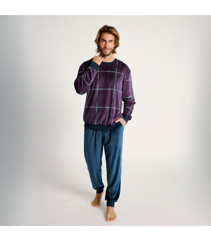 PIJAMA HOMBRE MICRO CORALINA CUADROS MUYDEMI