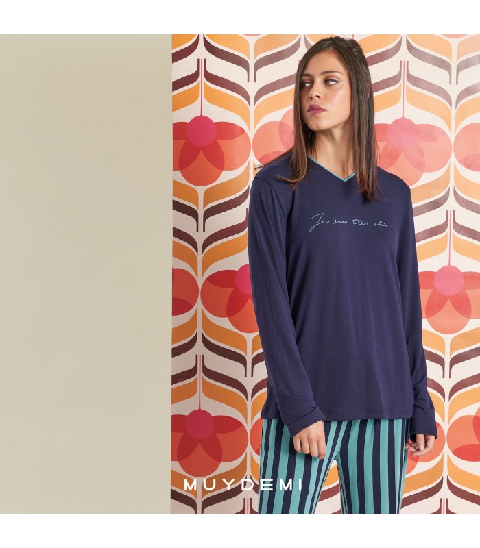 PIJAMA MUJER RAYAS MUYDEMI