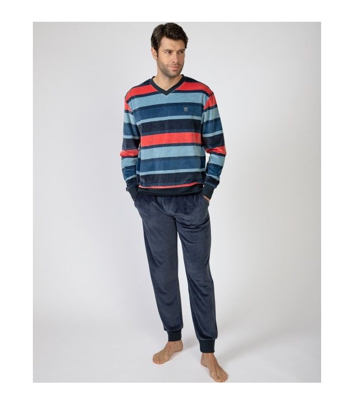 PIJAMA HOMBRE RAYAS TERCIOPELO MASSANA