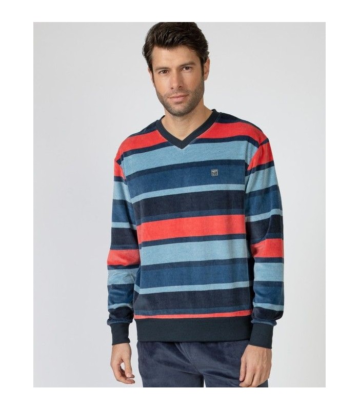 PIJAMA HOMBRE RAYAS TERCIOPELO MASSANA