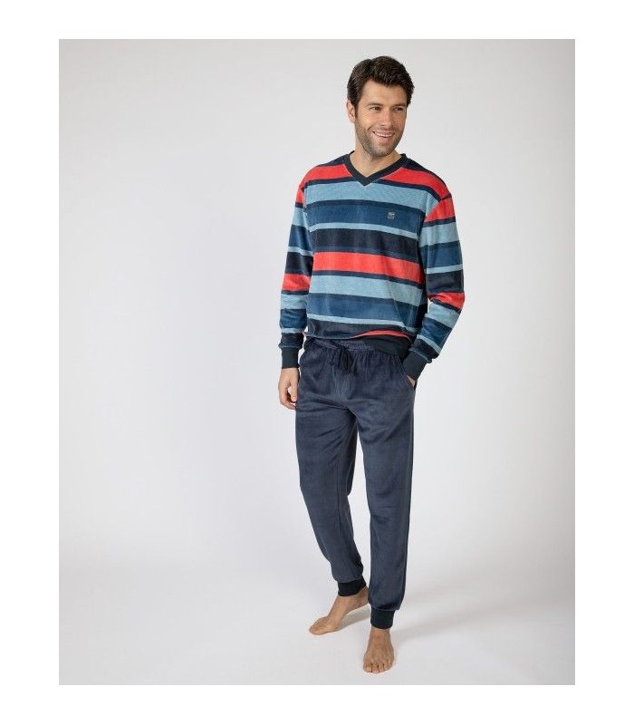 PIJAMA HOMBRE RAYAS TERCIOPELO MASSANA