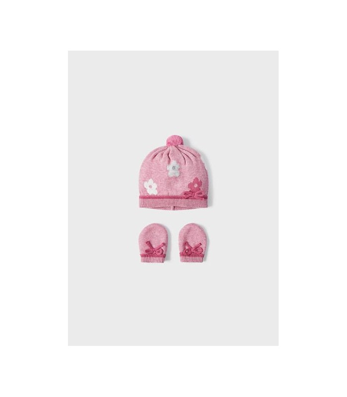 CONJUNTO GORRO MANOPLAS BEBÉ NIÑA