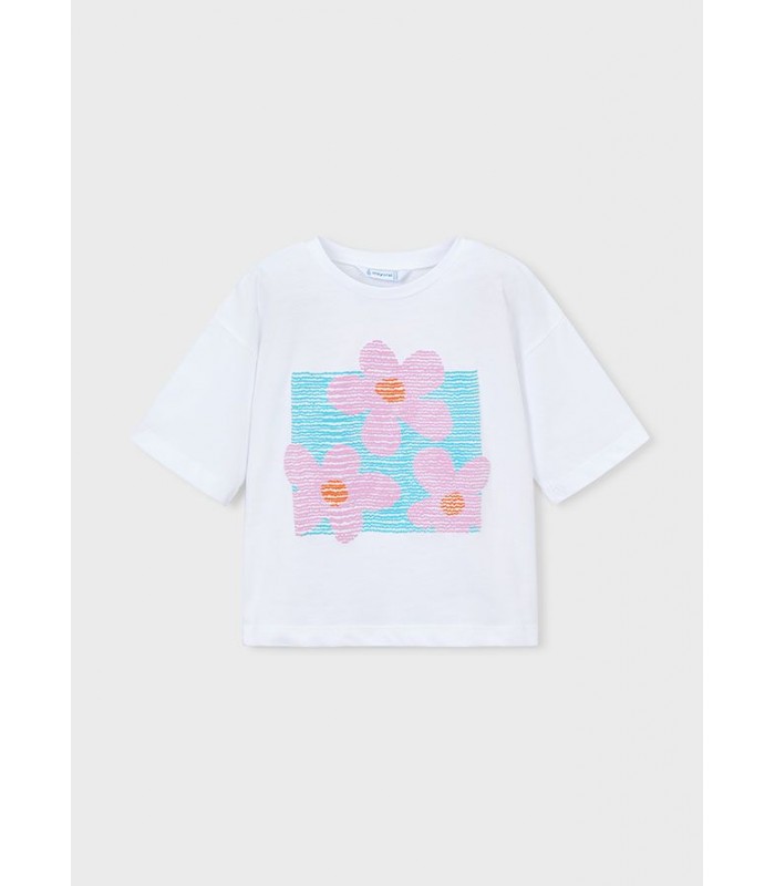 CAMISETA HOMBRO CAÍDO FLOR NIÑA MAYORAL