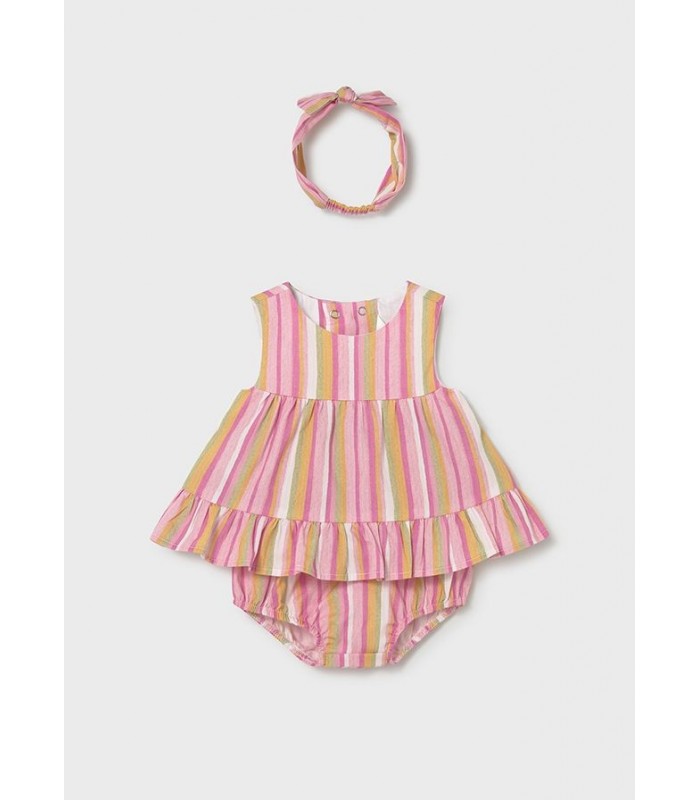 VESTIDO RAYAS CON DIADEMA BEBÉ NIÑA MAYORAL