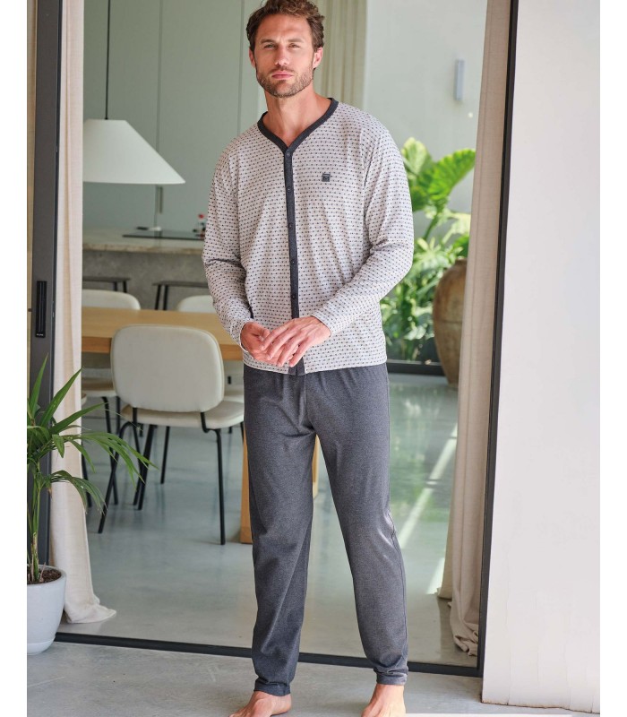 PIJAMA LARGO HOMBRE MICRO ESTAMPADO MASSANA