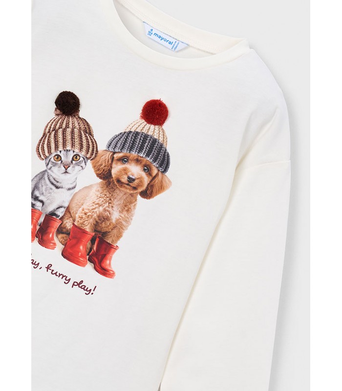 CAMISETA PERRO Y GATO NIÑA MAYORAL