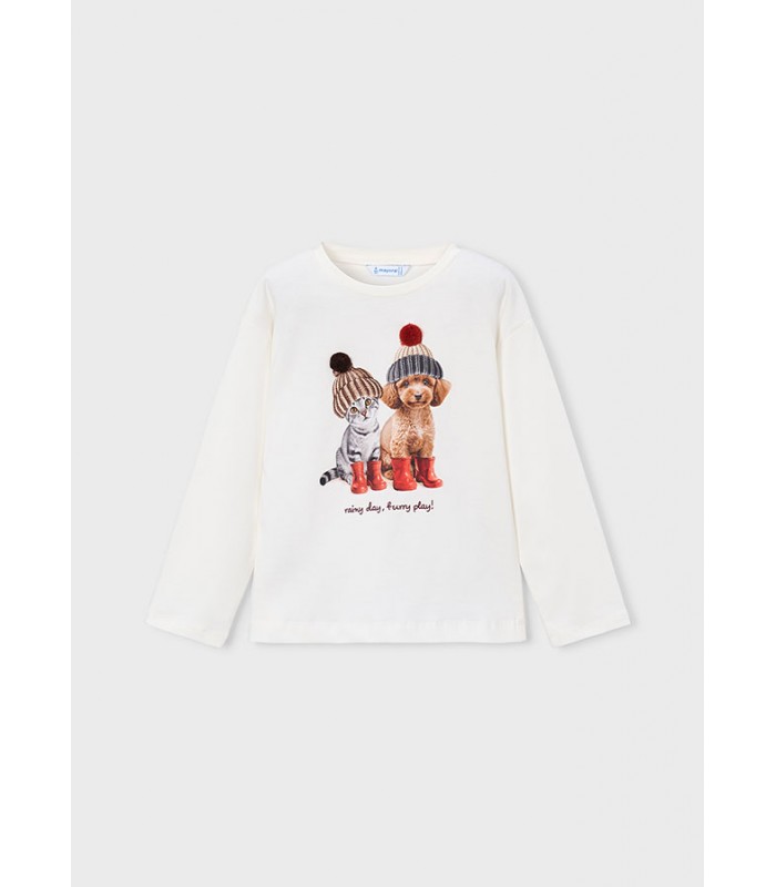 CAMISETA PERRO Y GATO NIÑA MAYORAL