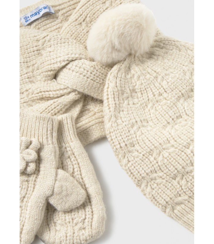CONJUNTO GORRO CUELLO Y MANOPLAS BEBÉ NIÑA MAYORAL