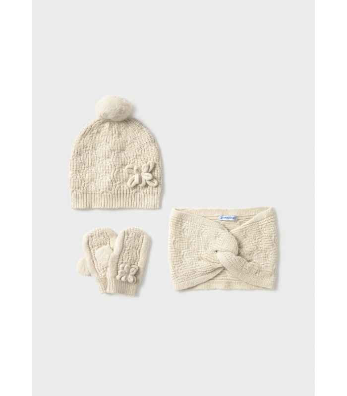 CONJUNTO GORRO CUELLO Y MANOPLAS BEBÉ NIÑA MAYORAL